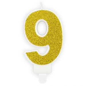 PartyDeco Verjaardag Kaars Nummer 9 - Goud
