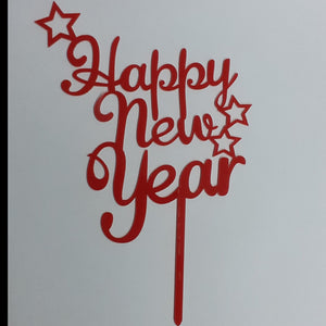 Happy New Year Cake Topper Rood