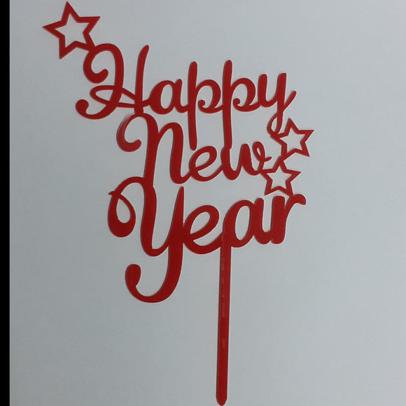 Happy New Year Cake Topper Rood